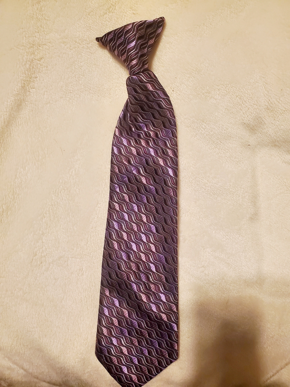 Boy's Purple Patterned Silk Tie